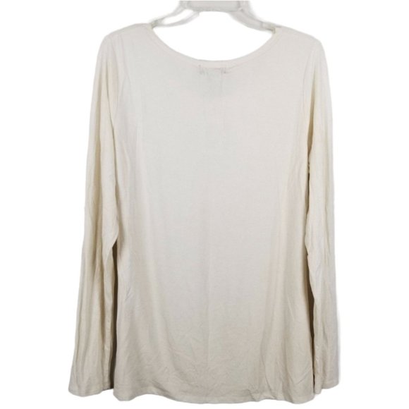 Jeans by Buffalo 95% rayon 5%‎ spandex long sleeved comfortable ivory Top Sz L - Picture 2 of 3